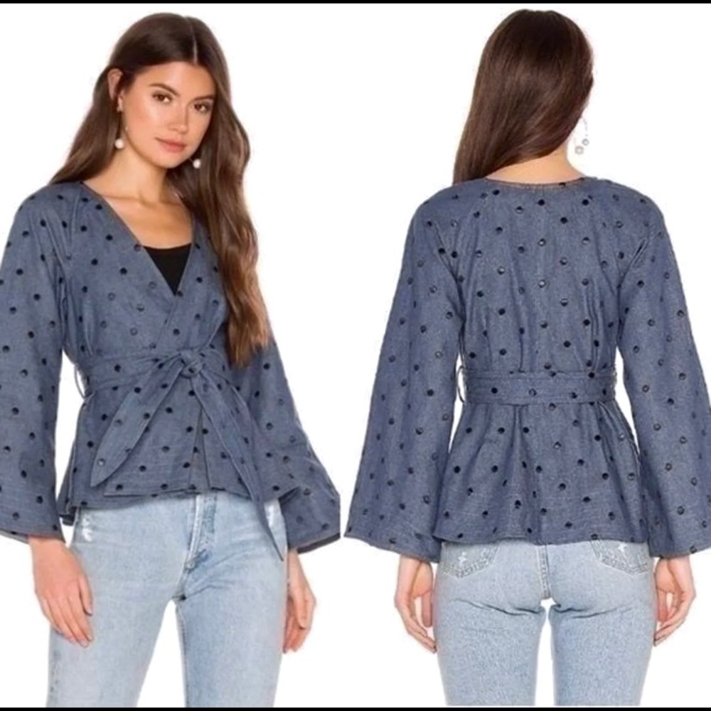 Tularosa Polka Dot Denim Blue Jacket Small